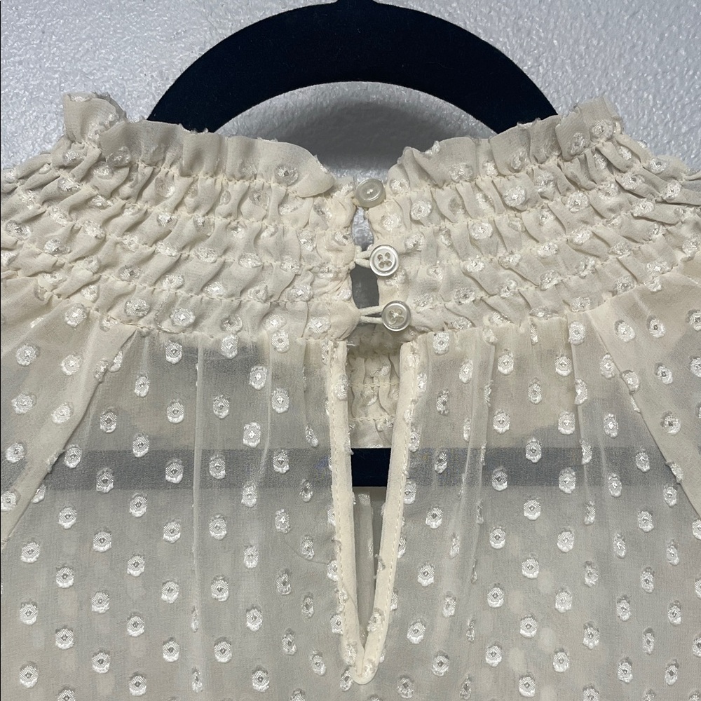 Mossimo Romantic Sheer Cream Polka Dot Women's Blouse XL - Picture 5 of 8